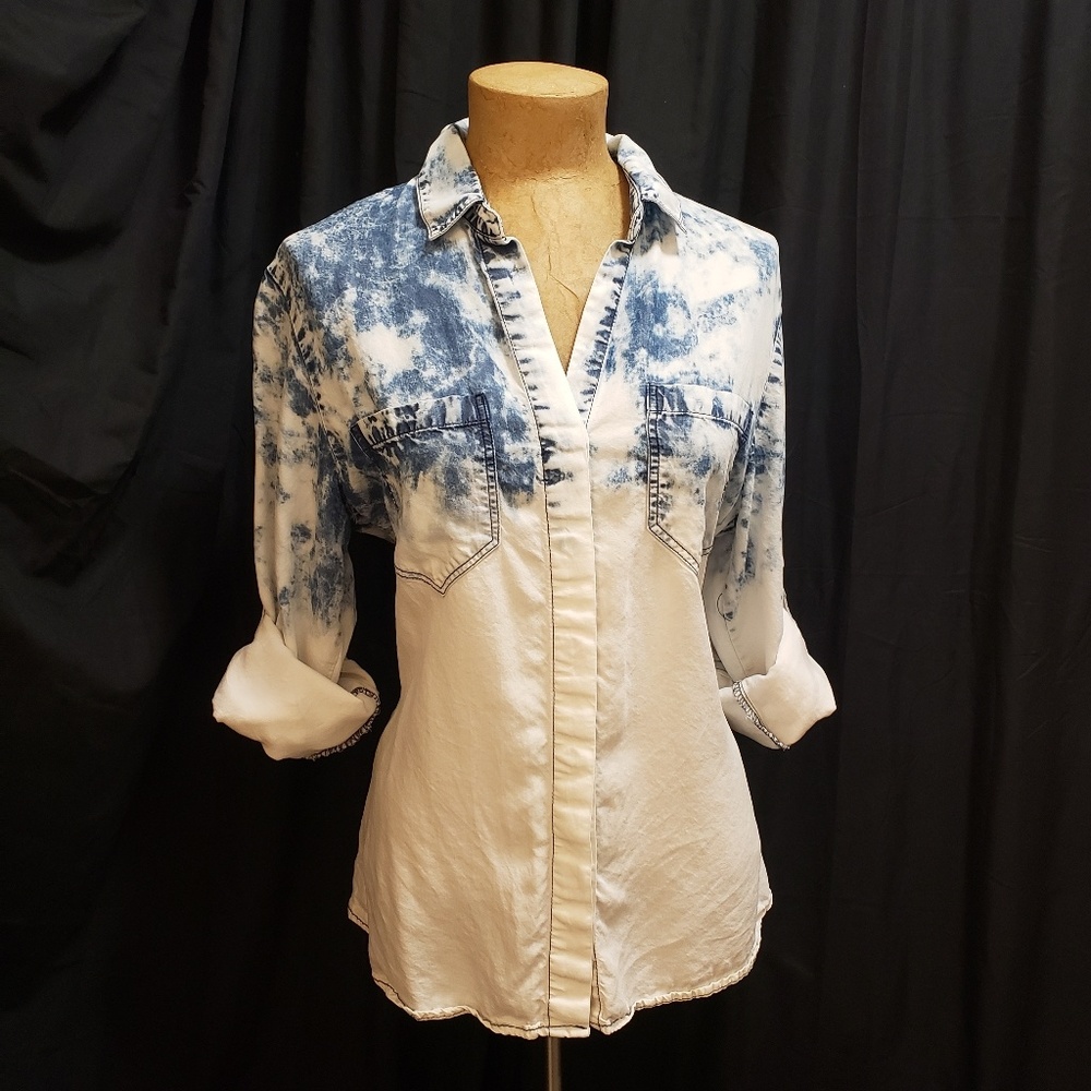 Thread & Supply Chambray Denim Acid Wash Button Up